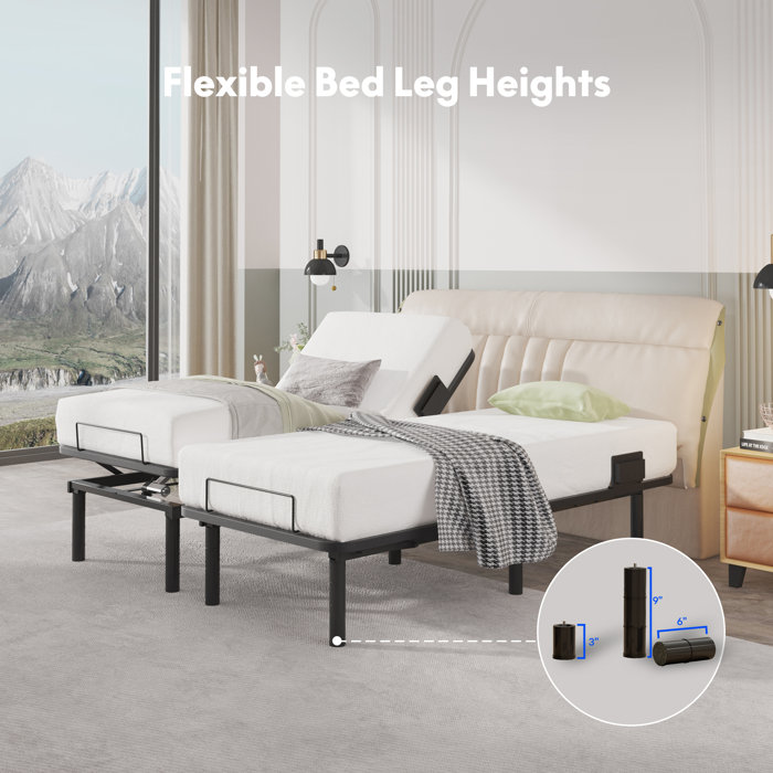 Alwyn Home Potwin Zero Clearance Adjustable Bed Frame with Wireless